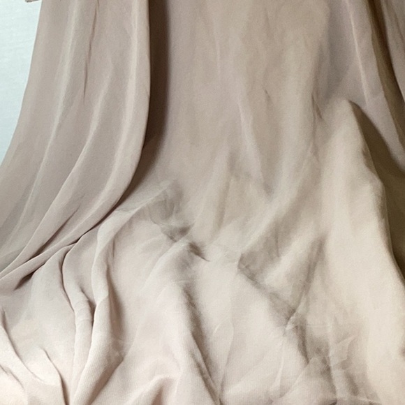 Xscape Evenings Long Chiffon Dress with Illusion Sequin Long Sleeves (Blush) - Picture 8 of 11